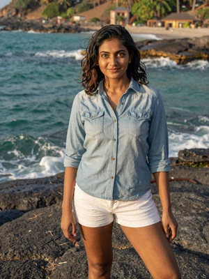 Ishara Gunaratne, a 28-year-old Sri Lankan woman from Trincomalee on a coastal overlook - Sri Lankan women dating profile