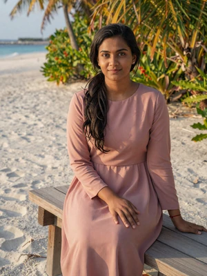 Mariyam, a 25-year-old Maldivian woman from Fuvahmulah on a beach path - Maldivian women dating profile