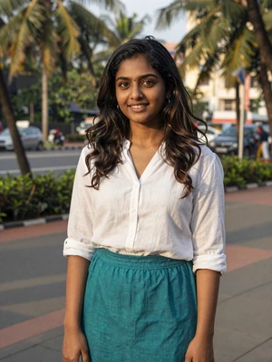 Dilini Perera, a 29-year-old Sri Lankan woman from Colombo smiling in a city park - Sri Lankan women dating profile