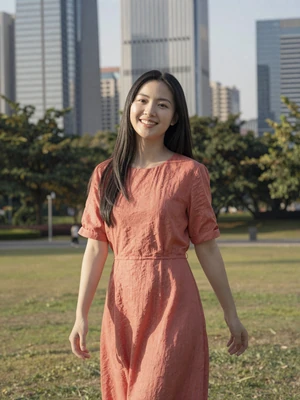 Xiaoli Wang, 26-year-old verified Chinese woman in Shenzhen park - Chinese dating profile example