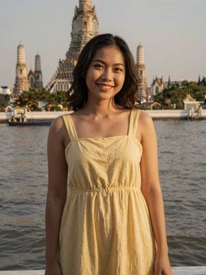 Kannika Suwannarat, 28-year-old Thai woman at Bangkok riverside - Thai women dating profile