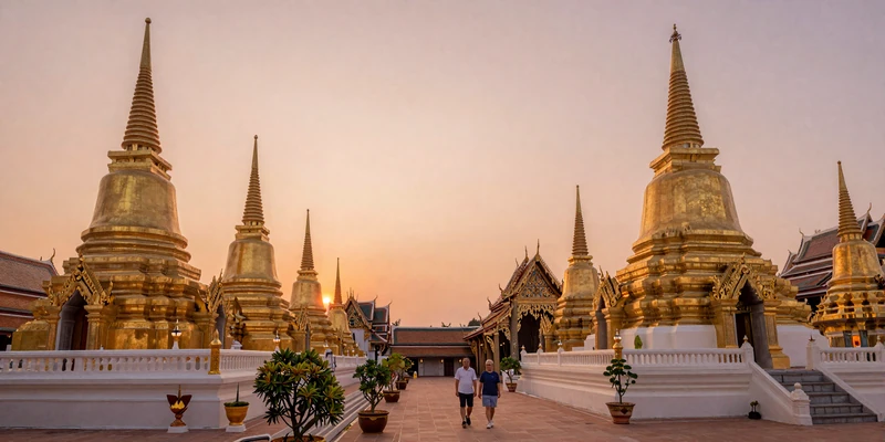 Golden Thai temple at sunset - a romantic destination for couples exploring Thai women dating