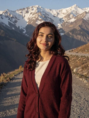 Shabnam Halimova, a 24-year-old Tajik woman from Khorog on a mountain trail - Tajik women dating profile