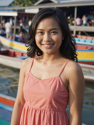 Thu Ha Dinh, a 28-year-old Vietnamese woman from Can Tho at a floating market - Vietnamese women dating profile